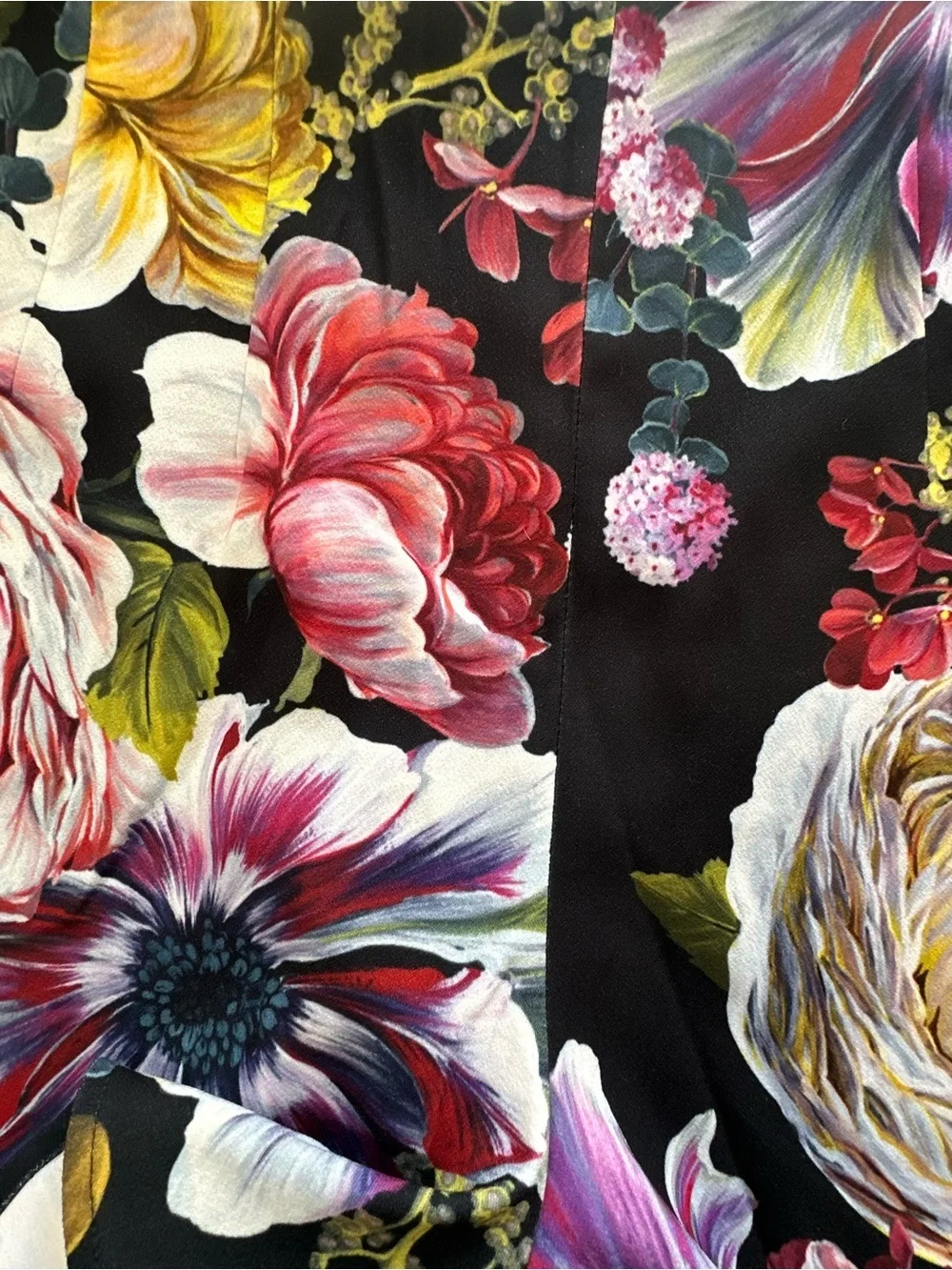 Floral Print Mini Skirt in Black with Multicolor Blooms